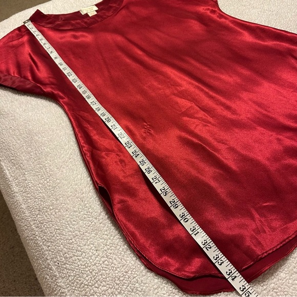 Victoria’s Secret Vintage 90s Red Satin Night Gown Shirt Gold Label - Picture 5 of 9